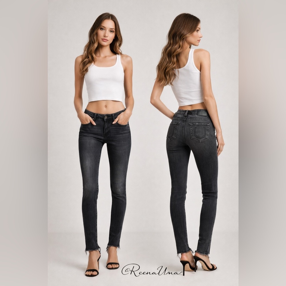 True Religion Mid Rise Super Skinny Jeans – Charcoal – Size 23